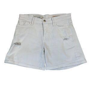 Pilcro and Letterpress Slim Boyfriend Shorts Womens 25 White Mid Rise Distressed